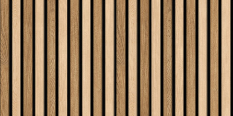 Obraz premium Modern wood slat wall background texture. Vertical and horizontal wooden timber panels for interior decor. Seamless decorative oak, walnut, and marble wall cladding for 3D rendering and architecture.