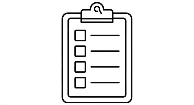 clipboard with checkboxes line art icon on white background