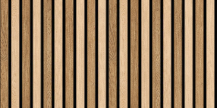 Modern wood slat wall background texture. Vertical and horizontal wooden timber panels for interior decor. Seamless decorative oak, walnut, and marble wall cladding for 3D rendering and architecture.