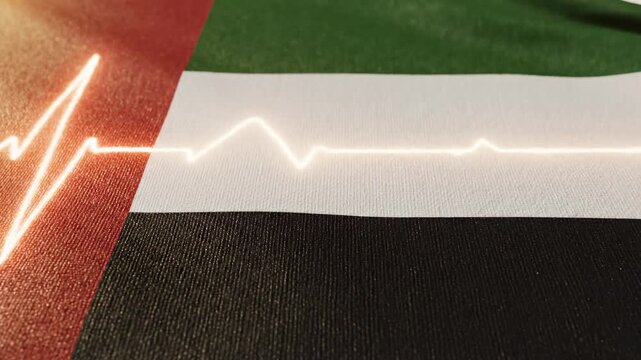 UAE Flag with Glowing Heartbeat