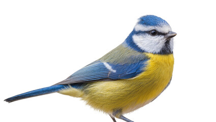 Blue Tit Bird with Yellow Chest and Blue Wings Profile View © Natalia