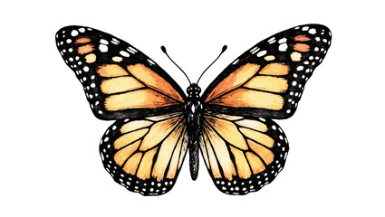 Obraz premium Detailed Monarch Butterfly Watercolor Painting with Black and Orange Wings