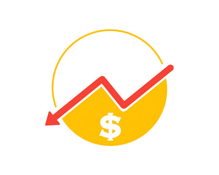 Financial Decline Trend Icon with Dollar Symbol and Downward Arrow