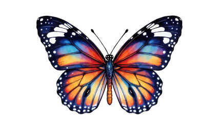 Colorful Monarch Butterfly with Orange and Blue Wings and Detailed Spots © Natalia
