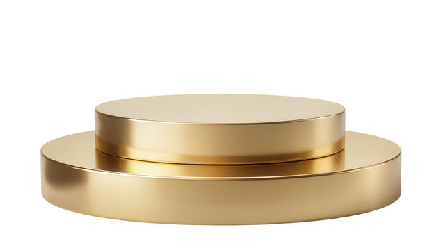 Two tiered golden circular podium, isolated on transparent background