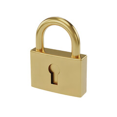 Naklejka premium 3D rendered gold padlock with keyhole isolated on transparent background