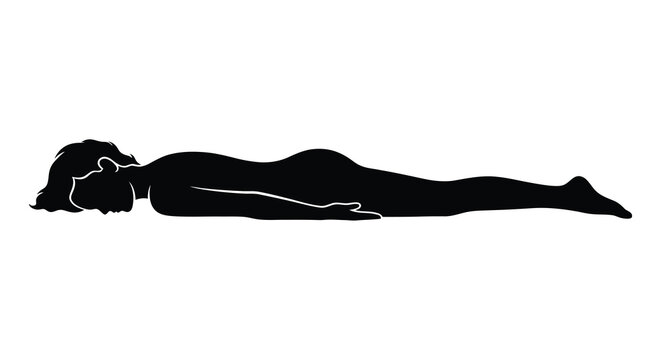 Woman lying down in yoga pose silhouette