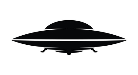 Ufo Silhouette Black Spacecraft Shape On White Background © Sogir