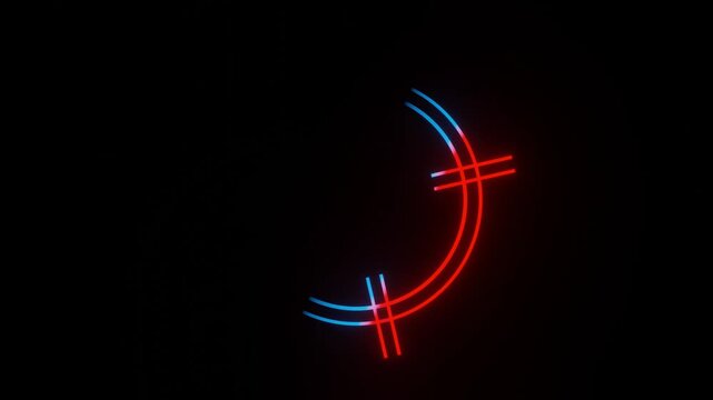 Glowing neon double ring target crosshair loop animation on dark background