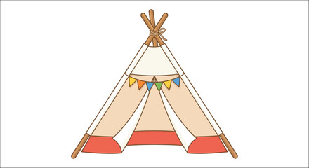 Cartoon teepee with colorful pennant flags vector illustration © vectors home