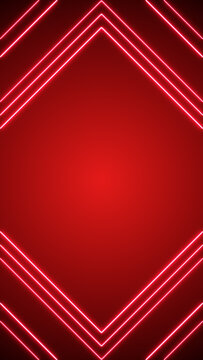 Neon Glowing Frame on Red Background, Elegant Light Border for Intro, Title, Wedding & Premium Branding vertical social media design element
