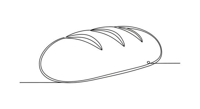 Minimalist Loaf Bread Line Art: Single Continuous Line Drawing of Baked Pastry