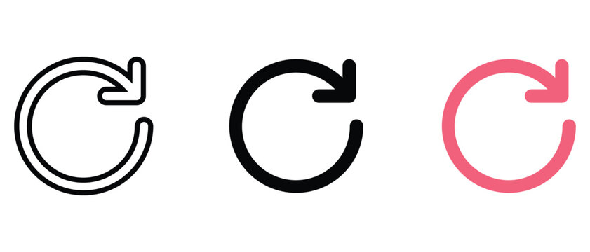 Refresh icon outline, solid, and colored versions for web and application interfaces.