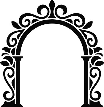 archway architectural facade frame keystone pillar vector illustration
