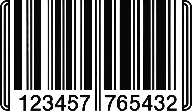 EAN 13 barcode, illustration, clean vector barcode design representing GTIN standard for product scanning stock control and inventory management workflow.