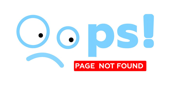 Oops Page Not Found Error Illustration, 404 Broken Link Website Icon Design
