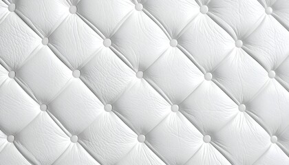 Fototapeta premium Close-up of white diamond-patterned tufted leather texture with button accents