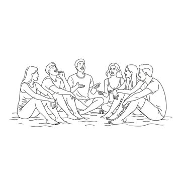Group of friends sitting in circle.