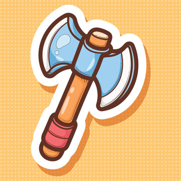 Cartoon Double Bladed Axe Vector Illustration