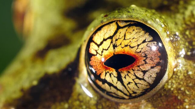 A Pristimantis frog with spectacularly coloured eyes. An unidentified species from rainforest near Puerto Quito in western Ecuador