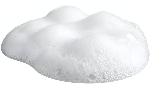 Close-up fluffy white pile of soap foam or shaving cream on a clean background