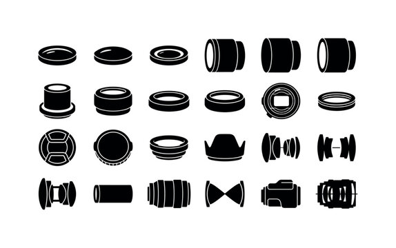 Portrait lens structures like glass elements barrels rings mounts caps and construction elements of camera optics clean solid