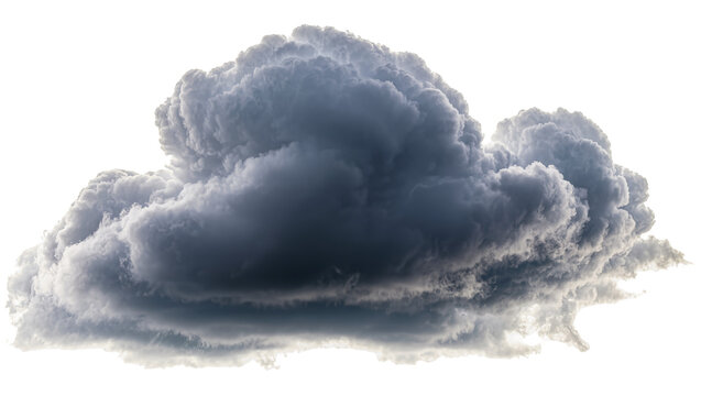 Dark stormy cumulonimbus cloud formation, isolated on transparent background