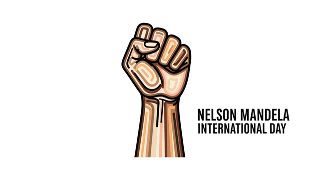 Raised Fist Nelson Mandela Day Symbol.