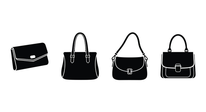 Handbag silhouettes collection on a white background