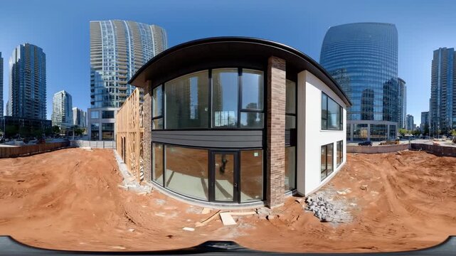 360 VR Time-Lapse of Modern Building Construction