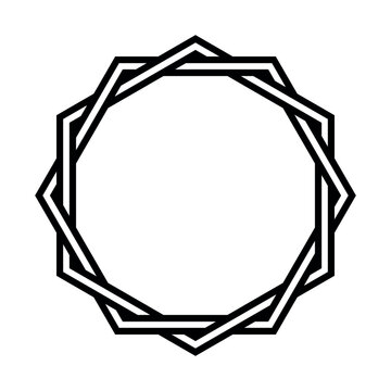 Abstract Geometric Dodecagon Frame Vector Ornament Black White Symmetrical Border