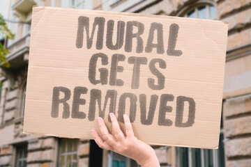 "Mural Gets Removed" City authorities erase street artwork citing property violations. STREET. ART. REMOVED. CITY. CENSORED. © AndriiKoval