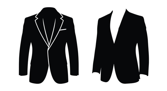 Black suit jacket silhouettes against a white background