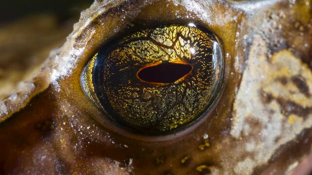 Close up of eye of the Triundo Toad Rhaebo haematiticus. From rainforest near Puerto Quito in western Ecuador