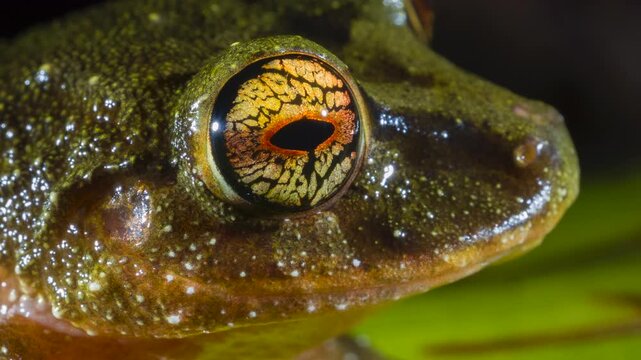 A Pristimantis frog with spectacularly coloured eyes. An unidentified species from rainforest near Puerto Quito in western Ecuador