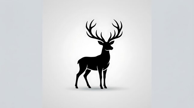 Deer Silhouette Black and White Vector Illustration