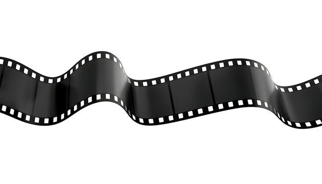 35mm film  curved strip isolated on white transparent background