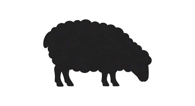Sheep silhouette illustration in black and white farm animal design isolated on white background