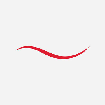 Minimalist red curved line graphic element isolated on a clean white background representing a simple flow movement design concept for modern digital branding projects or creative artistic visual styl