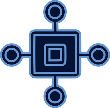 Central CPU processor and microchip technology icon, Blue and light blue outline bold black minimal style, Set of vector web icon collection, Isolated on white background professional computer hardwar