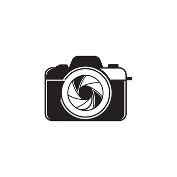 Minimalist camera icon with lens shutter design.