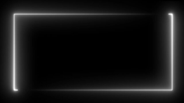 Seamless loop animated rectangle picture frame with two tone neon color 4K video motion graphic isolated on transparent background. Animation of glowing neon rectangles abstract background. 
