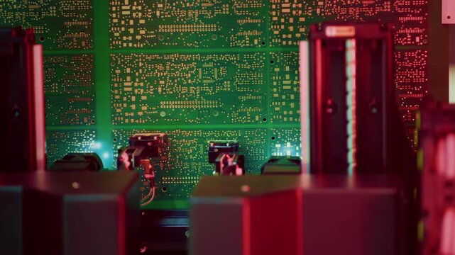 Analysis and diagnostics of electronic circuit board, testing. Machine for checking the connection of chips, transistors. Hardware semiconductor production. Robotic micromanipulator microchip repair