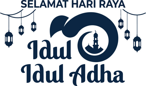 Selamat Hari Raya Idul Adha Ram Head Mosque Lantern Dark Blue Islamic Design