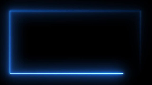 Seamless loop animated rectangle picture frame with two tone neon color 4K video motion graphic isolated on transparent background. Animation of glowing neon rectangles abstract background. 
