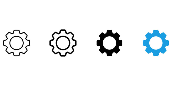 Settings gear icon representing configuration, system control and preferences. Concept of setup, tools and adjustment for user interface, software, web and mobile application design.