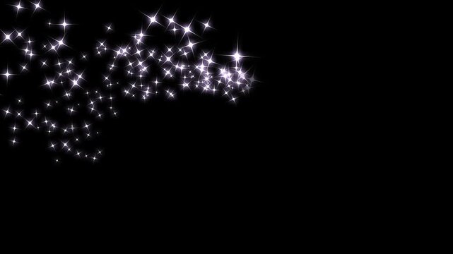 White glittering star dust trail sparkling particles. magic sparkles glitter line stars, magic dust, pixie dust path, fairy tail glitter particles sparkling glitter trail on black screen. 4k
