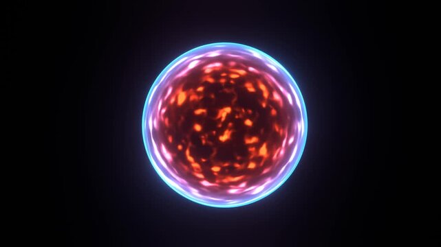 Glowing orb pulses with fiery energy