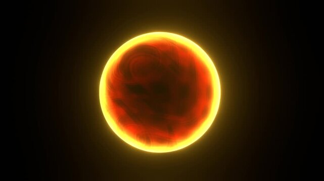 Vibrant, glowing sphere pulses with fiery energy