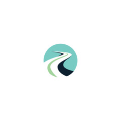 Naklejka premium Circular Swoosh Road Abstract Logo Design